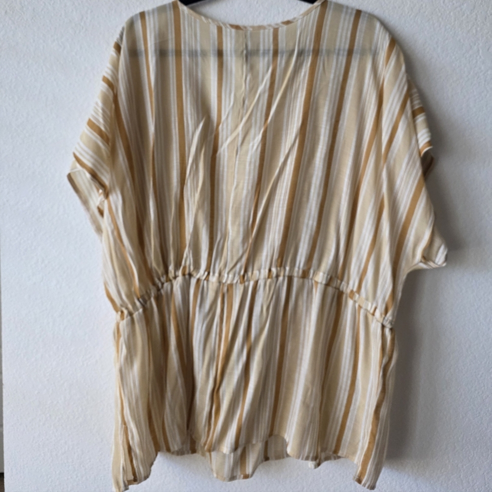 Chic Striped V-Neck Cato Plus Size Blouse - Picture 2 of 6